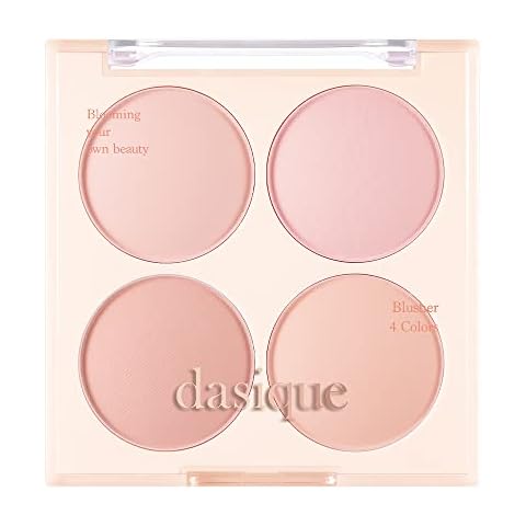 Dasique Blending Mood Cheek #09 Almond Vanilla | 4 Blendable Shades in Lightweight Smooth Powder | Vegan | Blush Cover