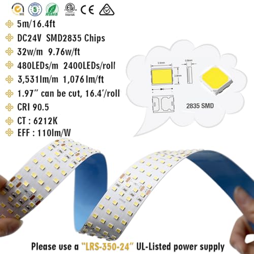 Tira LED Blanca Día 5m 2835SMD Cuádruple Fila 24V miniatura 4