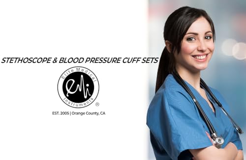 Image of EMI EBE-340 Sprague Rappaport Stethoscope with Black Aneroid Sphygmomanometer Manual Blood Pressure Cuff Set (Lilac /Black)