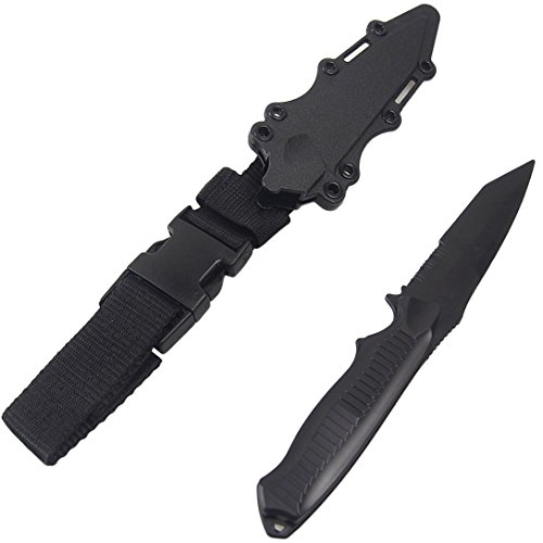 Tounlinx Tactical Rubber Trainer Knife Combat Bayonet with Scabbard/Sheath (Black3)