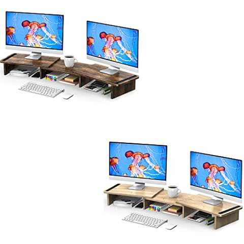 Zimilar Dual Wood Monitor Stand Riser(Rust Brown Large) Dual Wood Monitor Stand Riser(Black) Cover