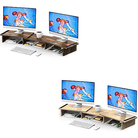 Zimilar Dual Wood Monitor Stand Riser(Rust Brown Large) Dual Wood Monitor Stand Riser(Black) Cover