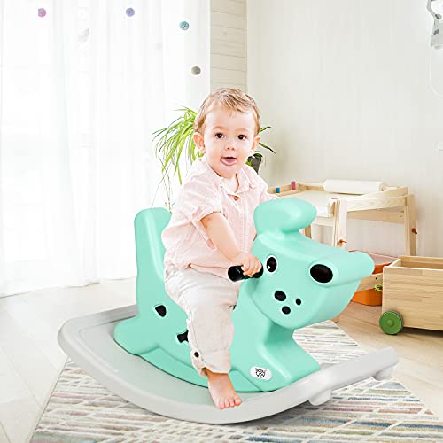 Baby Joy Kids Rocking Horse,2 In 1 Ride-On Horse For Toddlers With Music & Lights, Hdep Ride Animal Dog Rocker For Indoor Outdoor,Boys & Girls Rocking Toy For Age 6 Mons Up(Green) #TOP6
