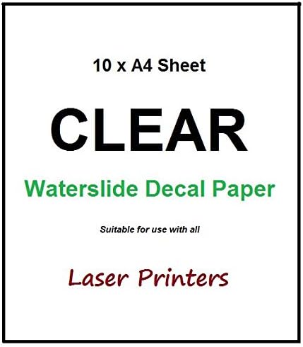 10 Pack A4 Waterslide LASER Water Slide Decal Paper Transfer Craft Paper Sheets - CLEAR