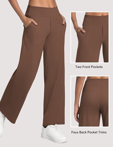 Image of BUBBLELIME Women High Waist Wide Legs Yoga Pants Loose Sweatpants Pockets | 29 inch /31 inch /33 inch /35 inch /37 inchInseam,2 Styles / Dress /Basic,Lounge,Comfy,Stretch Casual Work
