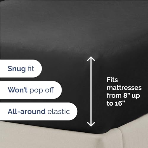 Image of Full 6 Piece Bed Sheet Set - Comfy, Breathable & Cooling Sheets - Black