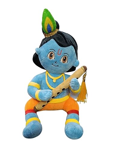 Image of RVA Soft Toy Krishna with Bansuri Comfortable and Cute Softies Adorable Companions Giftfor Girl Kids Babies at Couple Birthdays, Anniversary, Girlfriend, Sister, Wife (Size 26 cm)