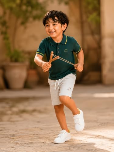 Image of Pilolo Kids Soft Cotton Terry Lycra Adjustable Drawstring Pocket Shorts for Boys