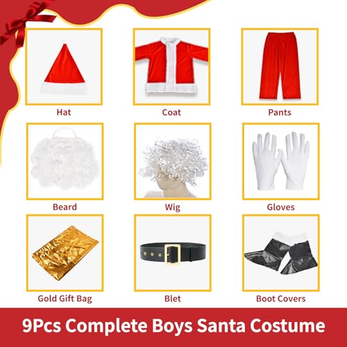 Disfraz Completo de Santa Claus para Niños 9 Piezas miniatura 2
