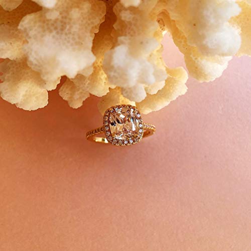 2.25 Ct Cushion Cut Anniversary Ring Cubic Zirconia Accented Halo Engagement Ring2