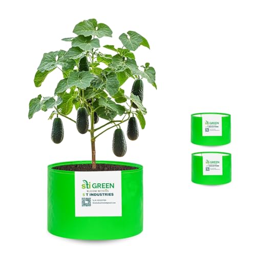 Image of HDPE Grow Bags for Plants 15X12 Inch (Pack of 3) | 260 GSM Heavy Duty UV-Protected Round Green Colour Plant Bags for Terrace and Vegetable Gardening | Strong & Reusable|