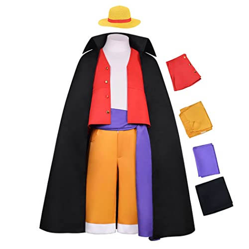 JOJO STYLE Cosplay One Piece Trajes Anime Monkey D. Luffy Adulto Disfraz De Halloween Incluye Capa,...