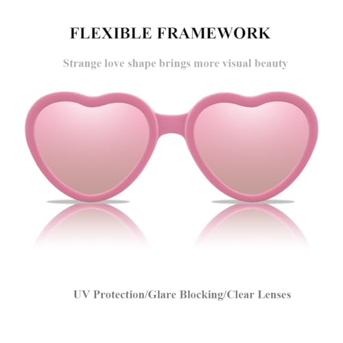 Baby Heart Polarized Sunglasses Toddler Flexible Bendable Sunglasses with Strap Adjustable Age 0-24 Months4