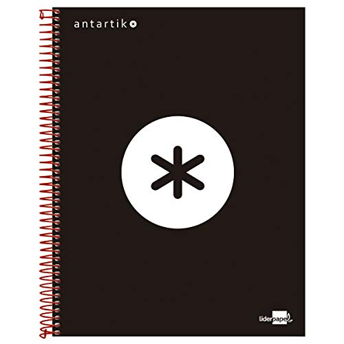 Liderpapel Cuaderno Espiral A4 Micro Antartik Tapa Forrada 120H 100 Gr Cuadro 5 Mm 5 Bandas 4 Taladros Color Negro