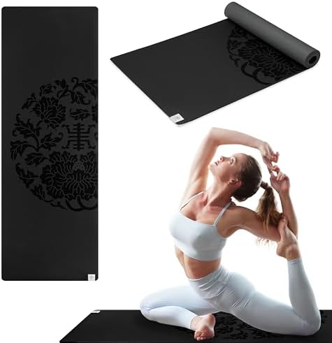 Gaiam Dry-Grip Yoga Mat - 5mm Thick Non-Slip Exercise & Fitness M...