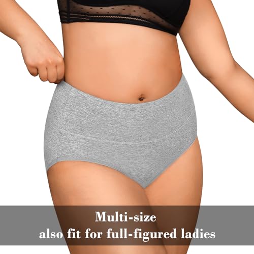 OLIKEME High Waisted Underwear for Women Cotton Slight Tummy Control Panties Postpartum Soft Full Coverage Briefs 5 Pack3