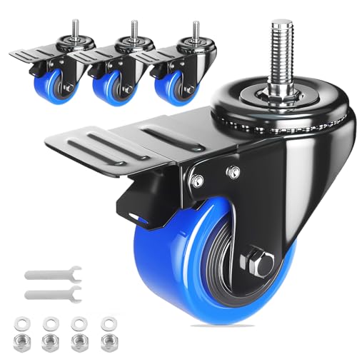 stem caster wheels 2 inch heavy duty swivel threaded stem mount casters set of 4 with american size unc 1434-20 x 1