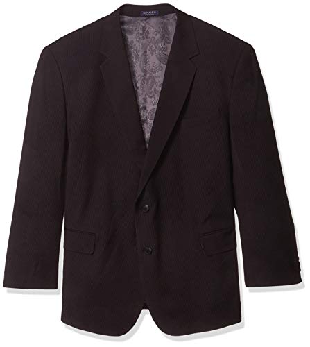 Adolfo Men's Micro Tech Portly Suit Jacket, Black Pinstripe, 56 Regular