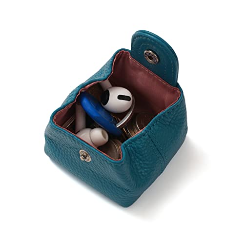 Image of Cockatoo Genuine Leather Coin Pouch Change Holder, Mini Snap Pocket Wallet for Men Women (Azure, Small)