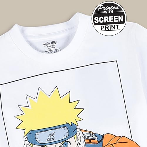 Image of Kidsville Official Naruto Anime Boys Half Sleeves Round Neck Graphic Character Printed Regular Fit Pure Breathable Cotton Fabric Tshirt