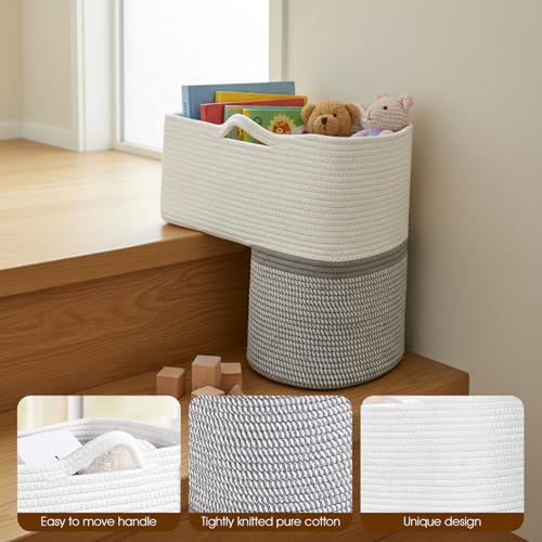 Cesta de escalera de cuerda de algodón almacenamiento de juguetes ropa herramientas 8