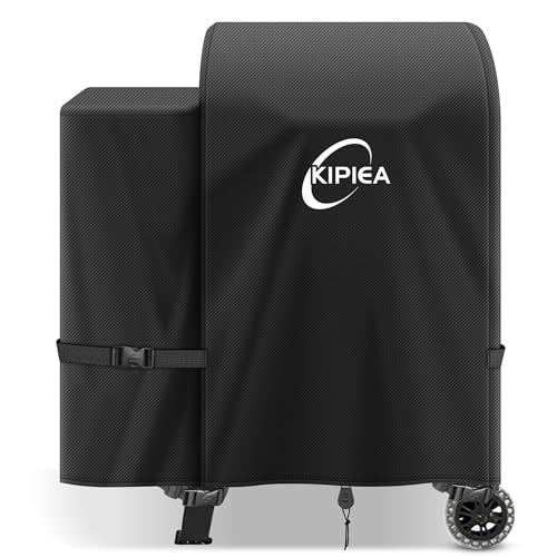 Image of Kipiea 600D Heavy Duty Pellet Grill Cover for Pit Boss Lexington & 500FB, Waterproof Wood Pellet Smoker Cover with Windproof Buckles, UV Resistant, No Tear, No Fading