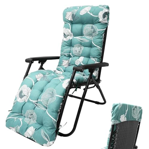 Extra Thick 8cm Garden Chair Cushions, Premium Outdoor Deckchair Pads for Sun Loungers, High Back Lounge Cushion, Indoor/Outdoor Use, 3.53 x 170 cm, Ties Included