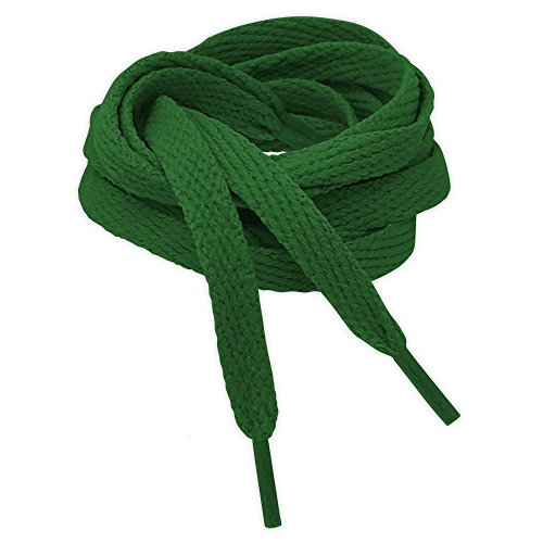 Kilter Cordones Planos para Zapatillas, Zapatos, Botas, Zapatos Planos y Casuales, Amplia Gama de Colores, 90-140cm - Bosque Verde - 8mm X 120cm (2 pares)