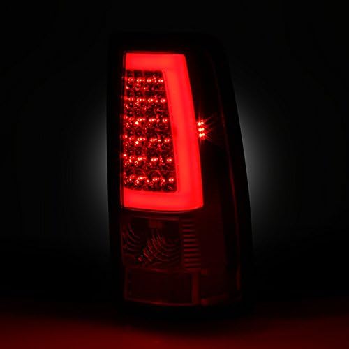 AKKON - For 1999-2002 Chevy Silverado 1999-2006 GMC Sierra LED Tube Red Clear Tail Lights + 3rd Brake Light Set