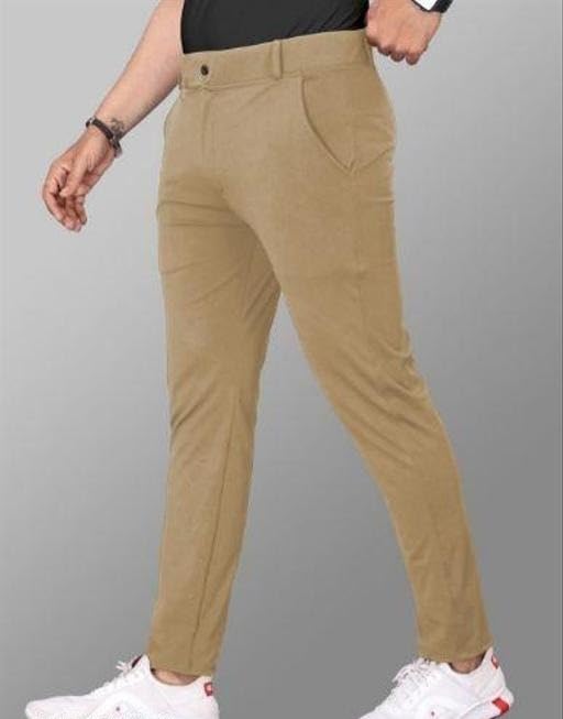 Image of Men's Regular Fit Formal Stretchable Trousers with Expandable Waist - Skin Friendly Comfortable
