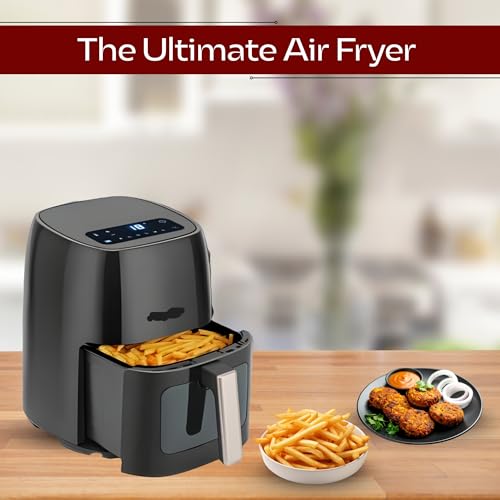 Image of Lazer Cal-Lite 4.2 Lit Air Fryer With Rated Power 1500W-Digital Hot Air Fryer with 8 Pre-Set Functions, Rapid Air Technology, Adjustable Temperature & Timer, Oil-Free Cooking, Non-Stick Basket