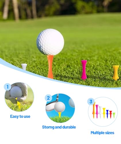 Image of 28 Pcs Golf Tees, Mixed Sizes Plastic Golf Tees, Durable Golf Accessories for Men, Golf Tees for Practice, Golf Kit with Multiple Heights (70mm to 25mm)