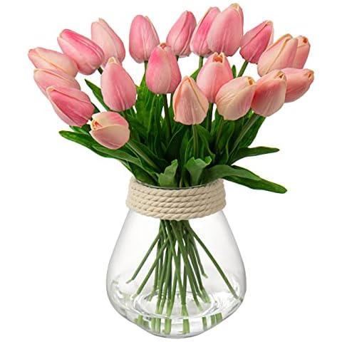Briful 10PCS Real Touch Pink Tulips Cover