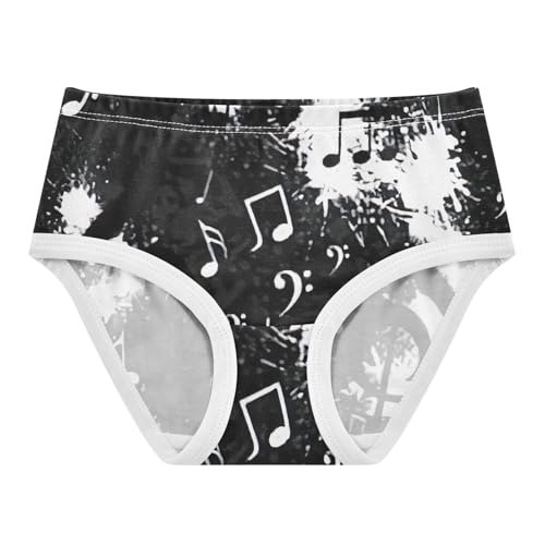 Toddler Panties, Music Note Black White Cotton Girls Underwear, 2T–8 Years