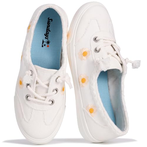 Image of Sundays Canvas Sneakers Women - Memory Foam Insole with Breathable Canvas Shoes for Women Footwear - Non-Slip with Lightweight and Comfortable Womens Sneakers