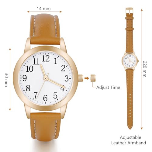 Vicloon Damenuhr, Damen Analog Quarz Uhr mit Leder Armband, Uhren Damen Einfache Business Klassische Armbanduhr Lässig Quarzuhr Kleideruhr – Bild 3