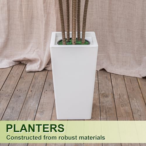 Dracaena Tree 5FT Artificial, 60in Tall Faux Dracaena Tree with 15.7 White Planter, Fake Potted Tree for Indoor & Outdoor Home Office Decor - Image 5