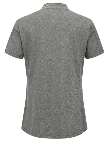 Image of BGOWATU Women's Golf Polo Shirts Short Sleeve Collarless Y-Neck Tennis Tops Quick Dry UPF 50+ Workout Shirt Lightweight