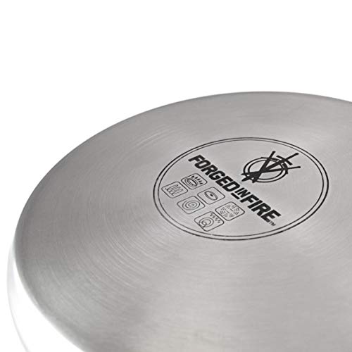 HISTORY – Forged in Fire – 4-Piece Cookware Set – With Stainless Steel, Nonstick Coating – Includes 2-Quart Sauce Pan, 5-Quart Dutch Oven, 11-Inch Sauté Pan, and 12-Inch Fry Pan