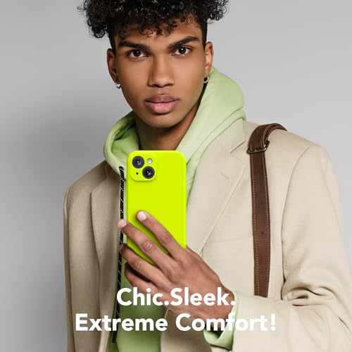 Image of Magnetic for iPhone 15 Case, Compatible with MagSafe, [Screen Protector + Full Camera Protection], Silicone Shockproof Anti-Scratch Protective Phone Case for iPhone 15, Fluorescent Green