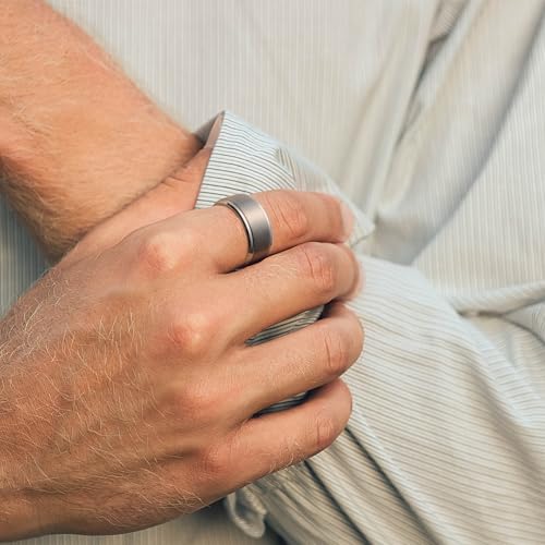 Image of King Will Classic Tungsten Wedding Band for Men, 6 /7 /8 /9 /10mm Widths, Polished Finish Step Edge Matte Rings Comfort Fit