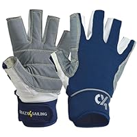 crazy4sailing Segelhandschuhe Herren & Damen Racing Navy L – Kurzfinger für Segeln, Kajak & Fahrrad – Griffiger Amara & Spandex Mix – Atmungsaktiv für Jolle & Sportboot