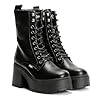 Buffalo Mila Lace Up Mid Stivali Neri Donna, Nero , 38 EU