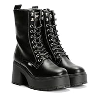 Buffalo Mila Lace Up Mid Stivali Neri Donna, Nero , 38 EU