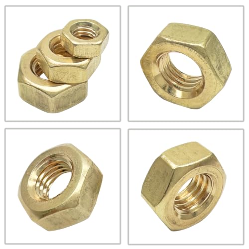 Image of M8 Brass Hex Nuts,Metric Solid Brass Internal Threaded Hexagon Hardware Machine Brass Hex Nuts(20Pcs)