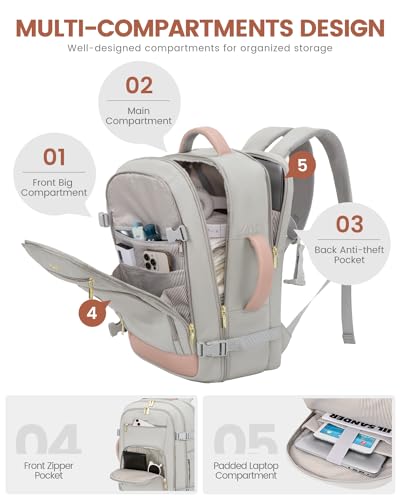 Image of LOVEVOOK Travel Backpack For Women Flight Approved, 50L Carry On Backpack, Personal Item Travel Bag for Airplanes, Business Weekender Fit 18 Inch Laptop, Waterproof Overnight Daypack with 3 Cubes