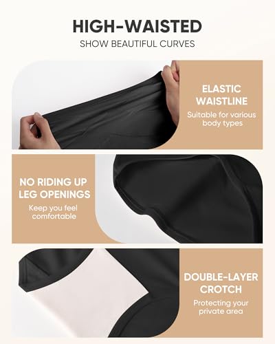 Image of Women's High Waisted Cotton Underwear Panties Ladies Stretch Breathable Full Coverage Briefs 4 Pack