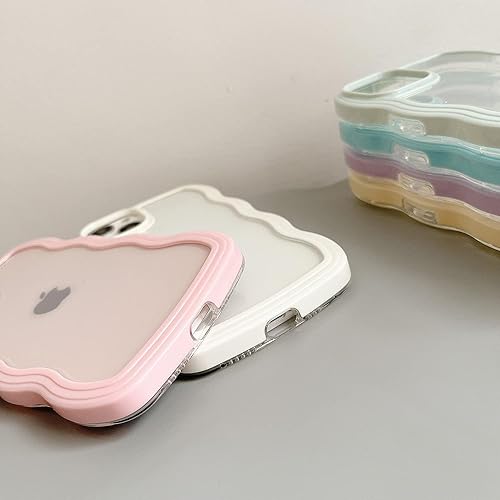 Image of MIDOS Back Cover Compatible with iPhone 15, Cute Curly Wave Frame Clear Case for Girls Women, Transparent Soft Silicone TPU Bumper Shockproof Protective Cover for iPhone 15 (Pink)