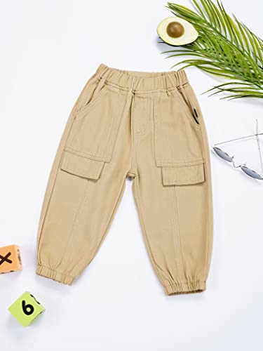 Kaerm Little Boys Cargo Pants Solid Color Joggers Cotton Sweatpants Toddler Kids Casual Trousers4