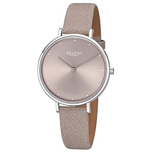 Preisvergleich Produktbild REGENT Damen-Armbanduhr Edelstahl mit Lederband BA-451